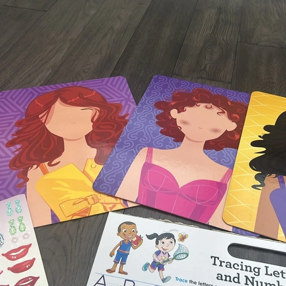 Bundle of children activities and crafts, sticker puzzles, and sticker faces